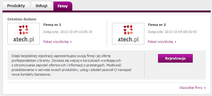 Nowododane firmy na stronie głównej serwisu obrabiarki.xtech.pl